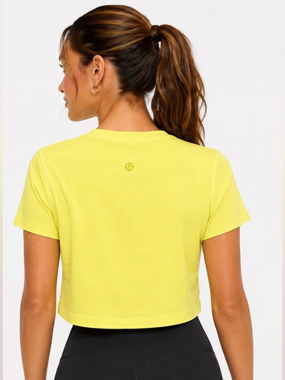 lululemon athletica Neon Yellow Cropped Tee
